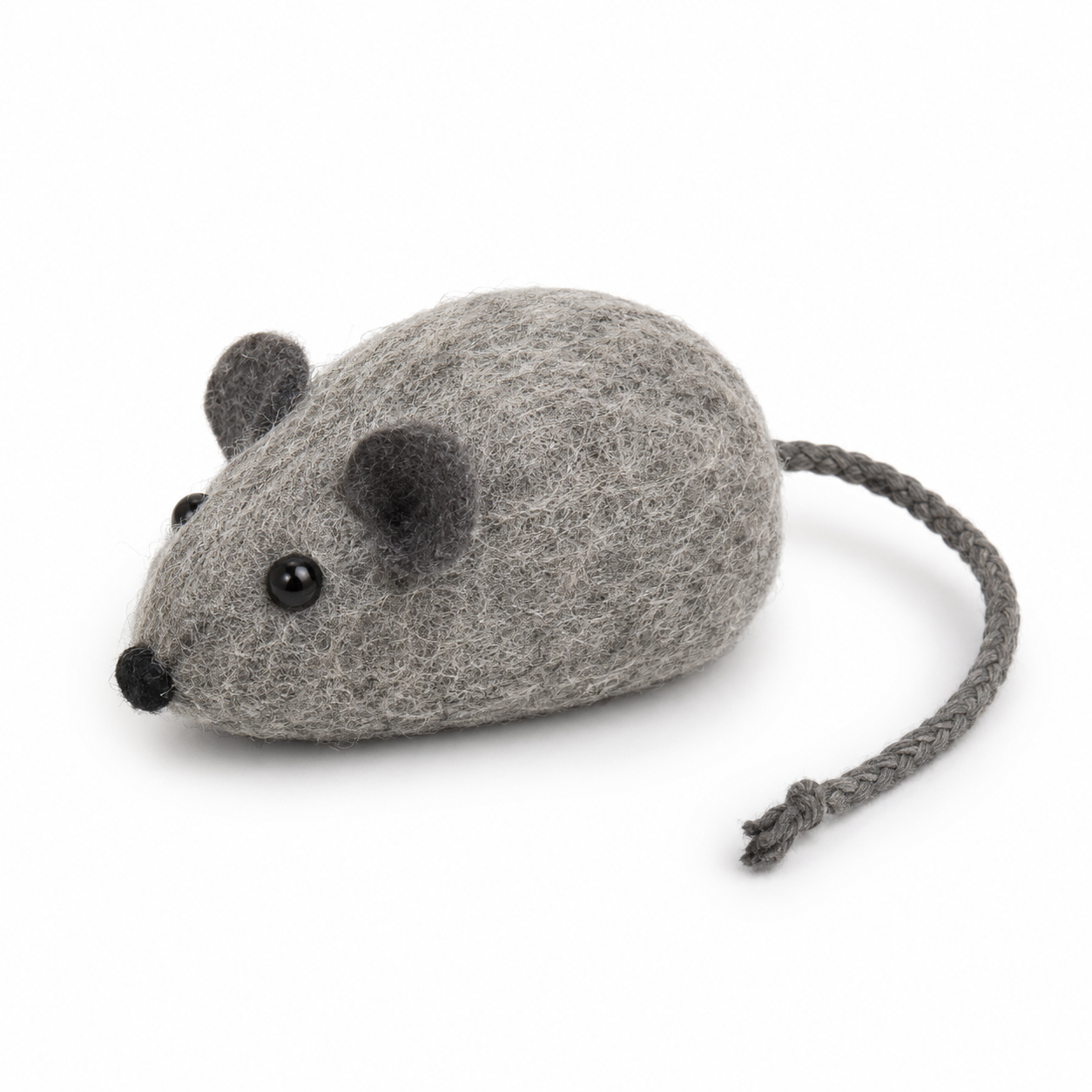 Souris en feutre gris pour chat avec herbe à chat 12 cm
