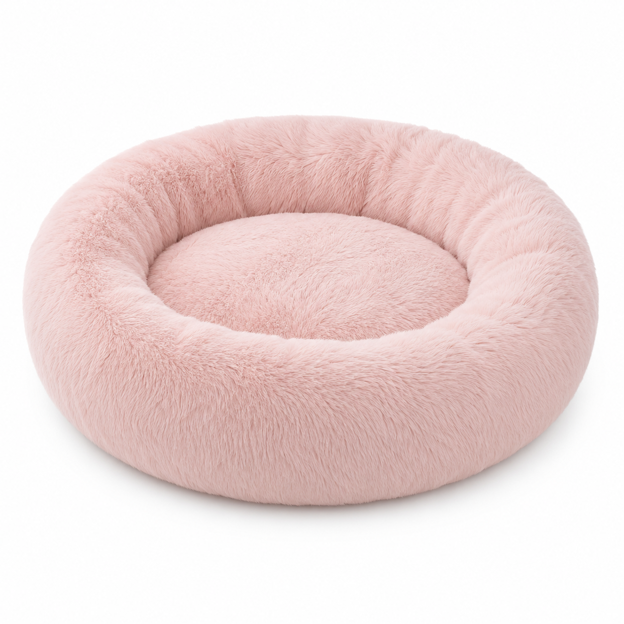 Couchage donut rose poudré pour petit chien et chat diamètre 50 cm