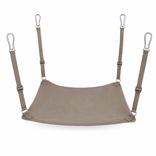 Hamac suspendu taupe pour chat en toile respirante 55x45 cm