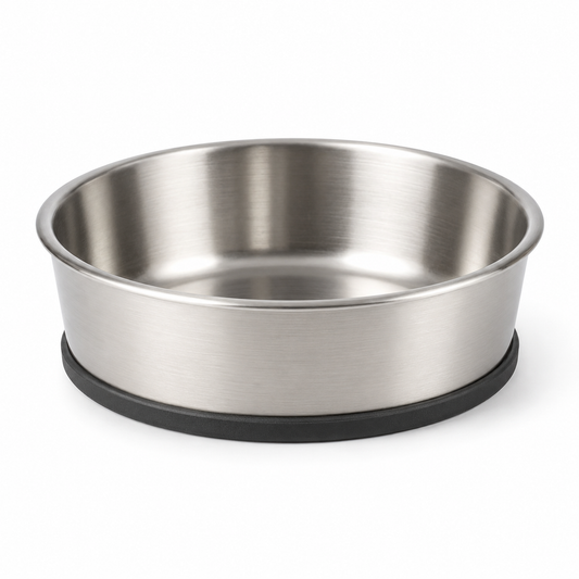 Gamelle en inox brossé pour chien avec base antidérapante 900 ml