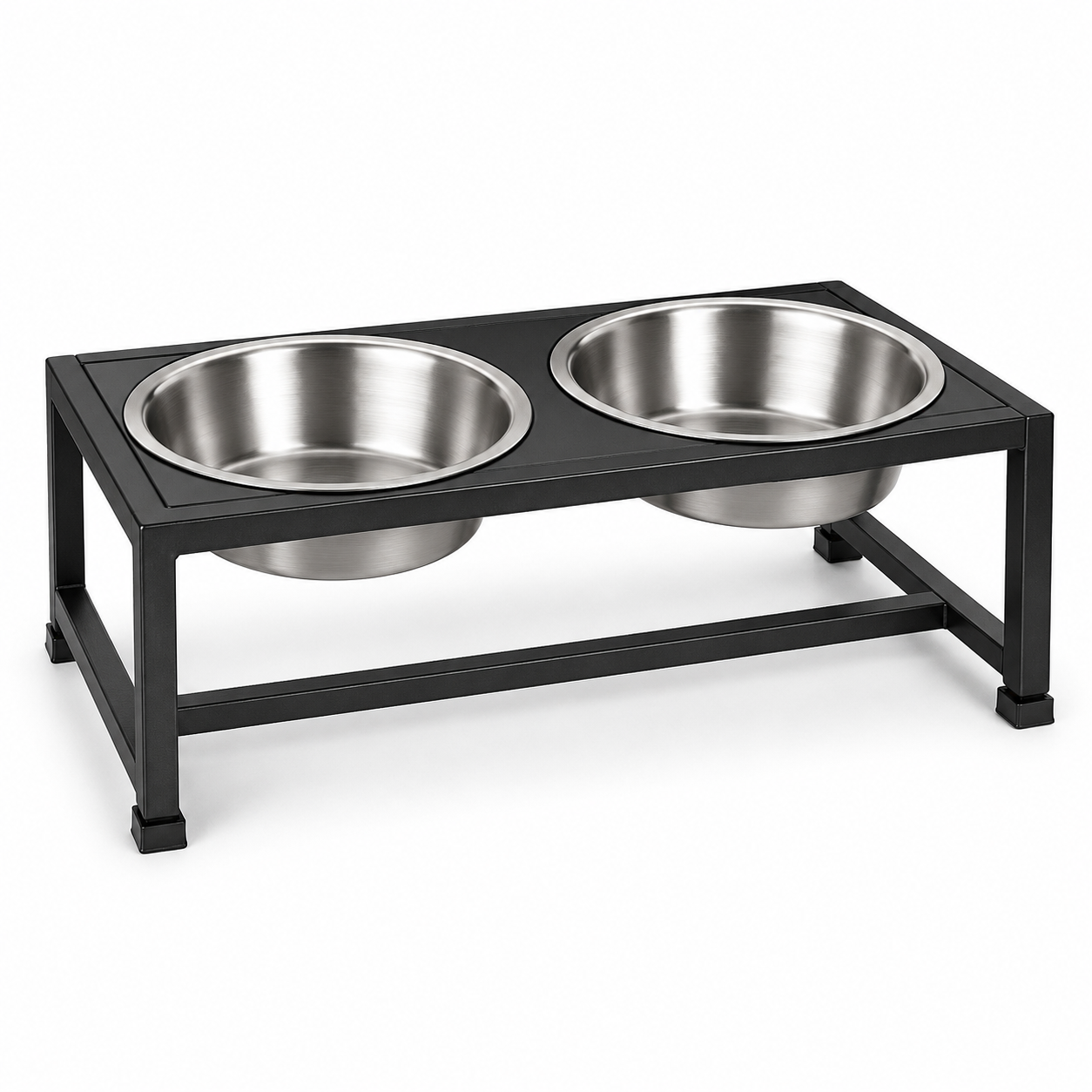 Double gamelle surélevée noire pour chien avec bols en inox 2x850 ml