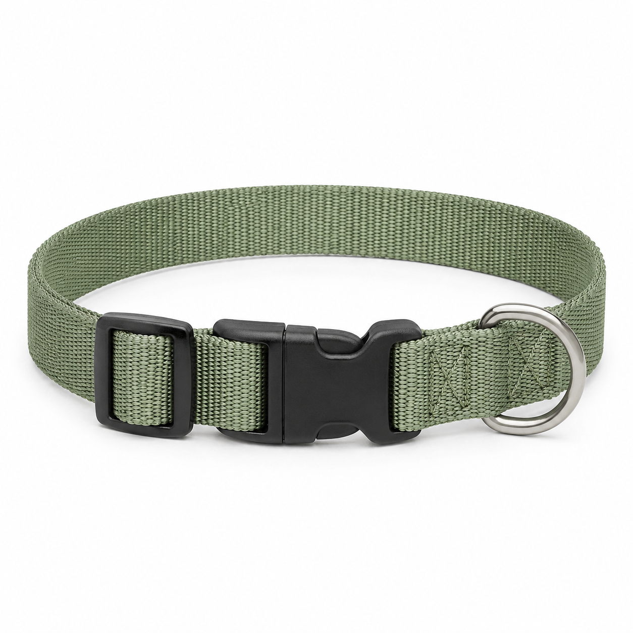 Collier en nylon vert sauge pour chien avec boucle réglable 30-45 cm