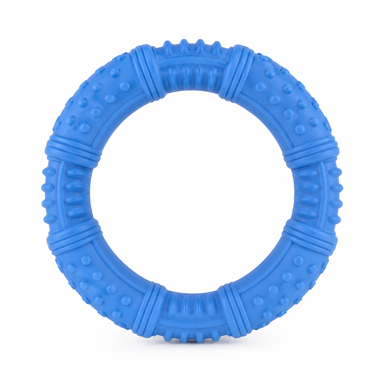 Anneau à mâcher bleu pour chien en caoutchouc naturel 14 cm