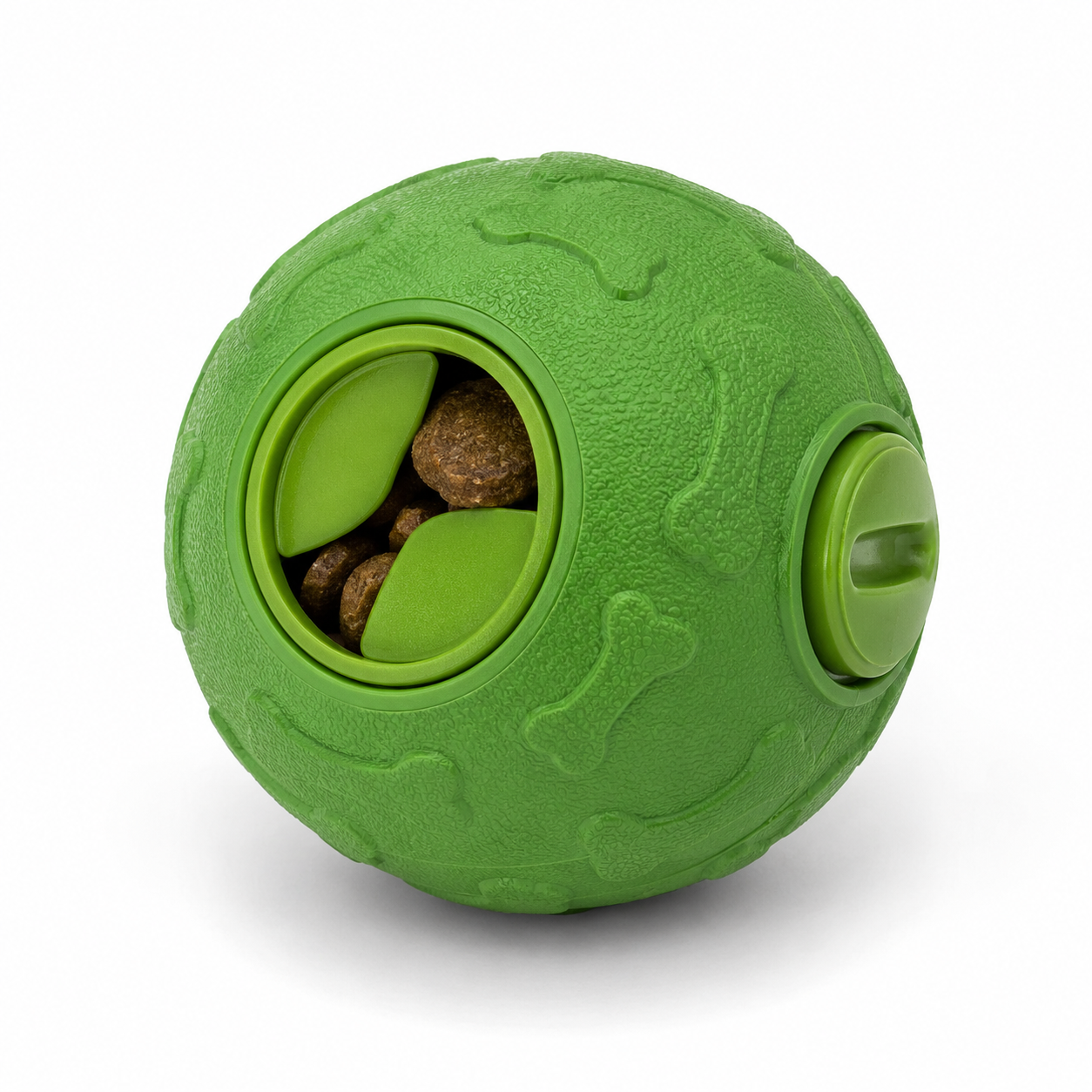 Balle distributrice verte pour chien avec ouverture réglable 9 cm