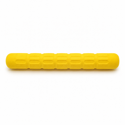 Bâton flottant jaune pour chien avec reliefs 28 cm