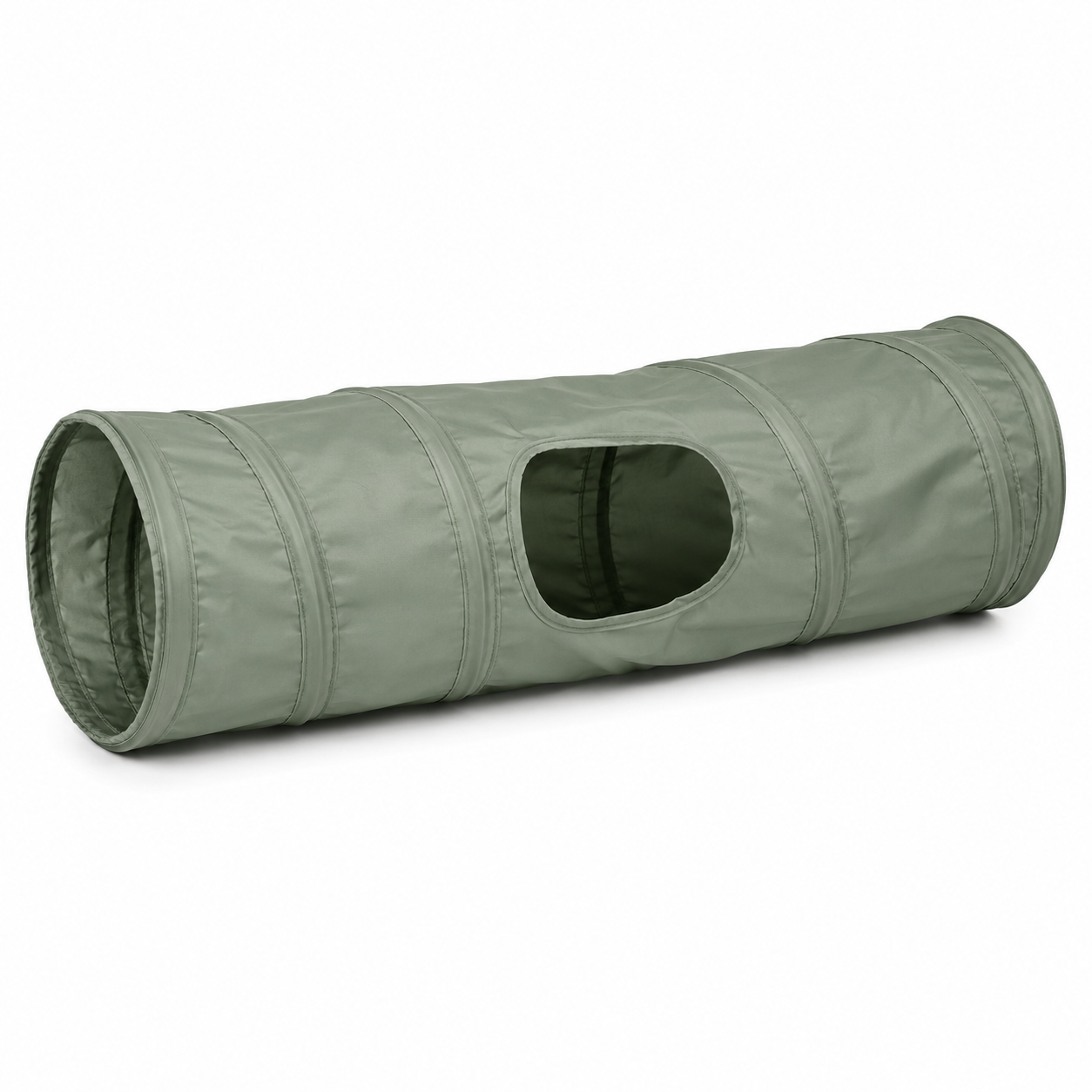 Tunnel pliable vert sauge pour chat avec ouverture latérale 90 cm