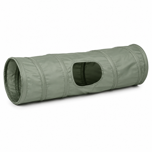 Tunnel pliable vert sauge pour chat avec ouverture latérale 90 cm