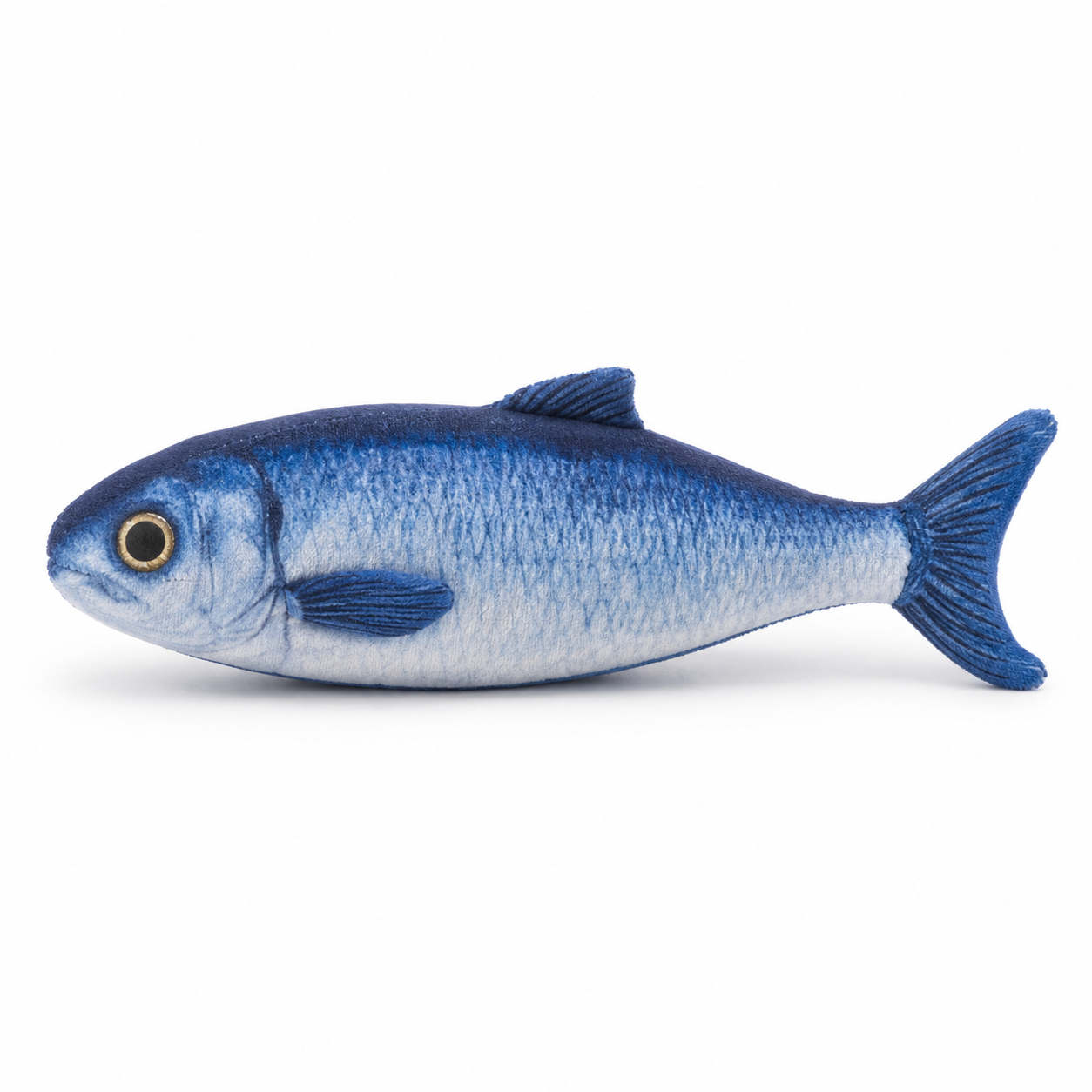 Poisson en peluche bleu pour chat avec texture bruissante 25 cm