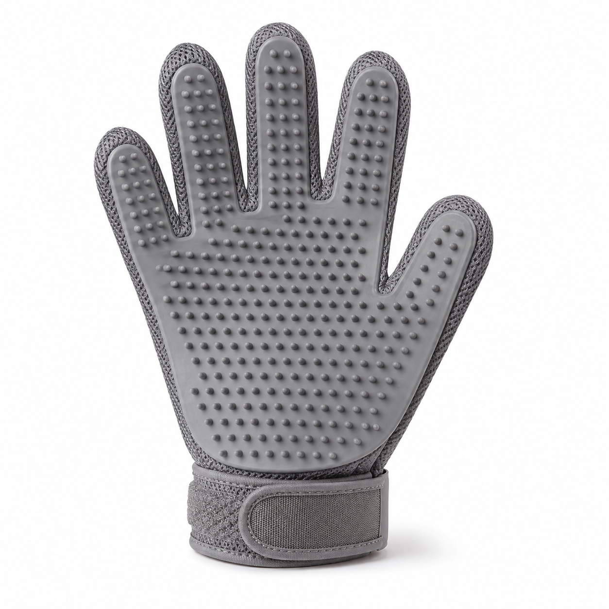 Gant de toilettage gris pour chien et chat en silicone taille unique