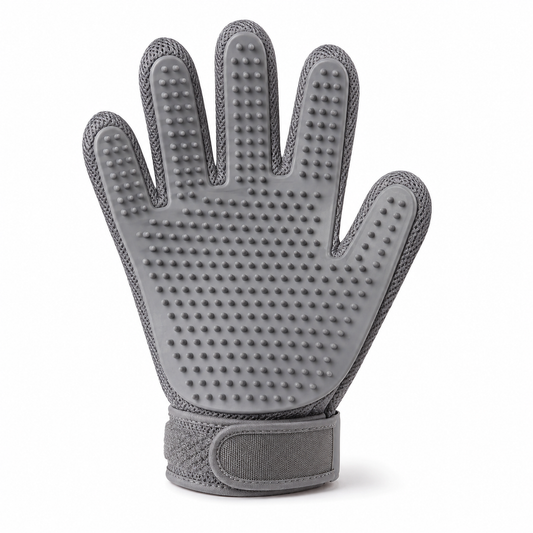 Gant de toilettage gris pour chien et chat en silicone taille unique